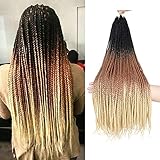 Ombre Box Braids Crochet Hair 24 Inch Medium box braid 3X Box Braid Pre-Looped Crotchet Box Braids...