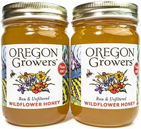 Oregon Growers, Wildflower Honey, Raw, Unfiltered, Unpasteurized, Natural, 18 Ounce (Pack of 2)
