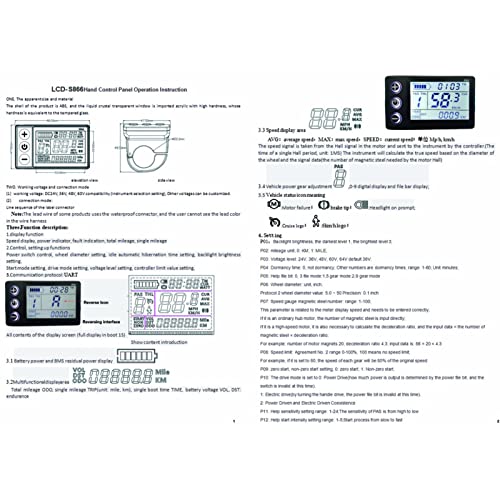 RiToEasysports Kit de controle sem escova para bicicleta elétrica de 48V 60V 1000W, 3 modos de contr
