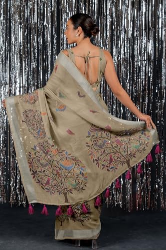 Image of MIRCHI FASHION Saree for Woman Cotton Blend Printed | Traditional Ethnic Sari for Ceremonial Use and Farewell with Blouse Piece