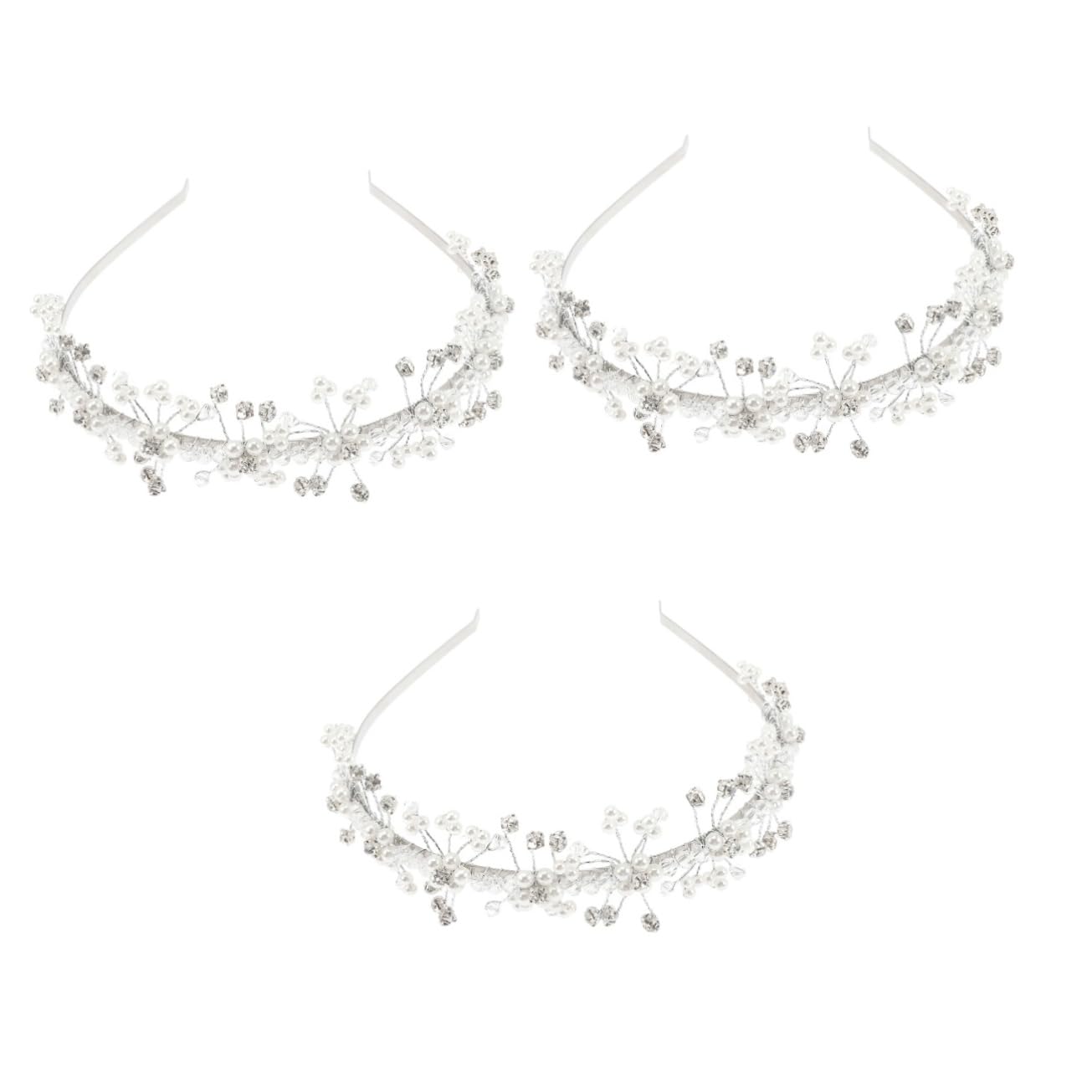 MAGICLULU 3piezas Diadema De Perlas Para Accesorios De Cabello Elegantes Para Bodas y Fotografía Para Cumpleaños y Especiales