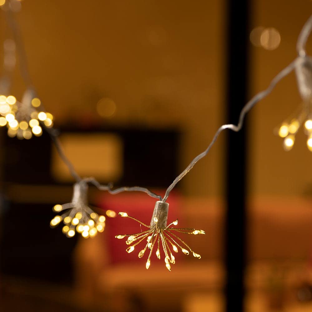 Solar Centre Silver Solarcentre® Elan Outdoor Solar Powered Starburst Fairy Lights - Set Of 10