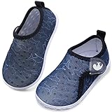 JIASUQI Baby Athletic Sneakers Water Skin Shoes Socks for Beach River Boating Navy Fish 12-18 Months