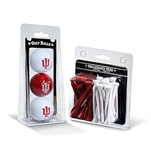 Team Golf NCAA Indiana Hoosiers 3 Golf Balls And 50 Golf Tees Logo Imprinted Golf Balls (3 Count) & 2-3/4″ Regulation Golf Tees (50 Count), Multi Colored