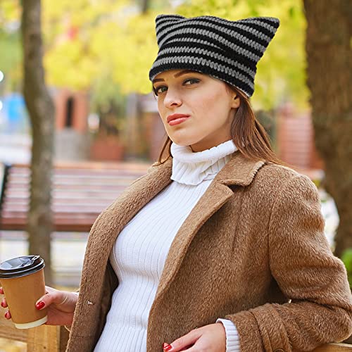 Crochet Hats For Women Y2K-Accessories Vintage Beanies Cat Beanie Fox Hat Grunge Accessories Knit Hat Winter Warm Little Devil Hat Slouchy Beanies For Women Girl #TOP4