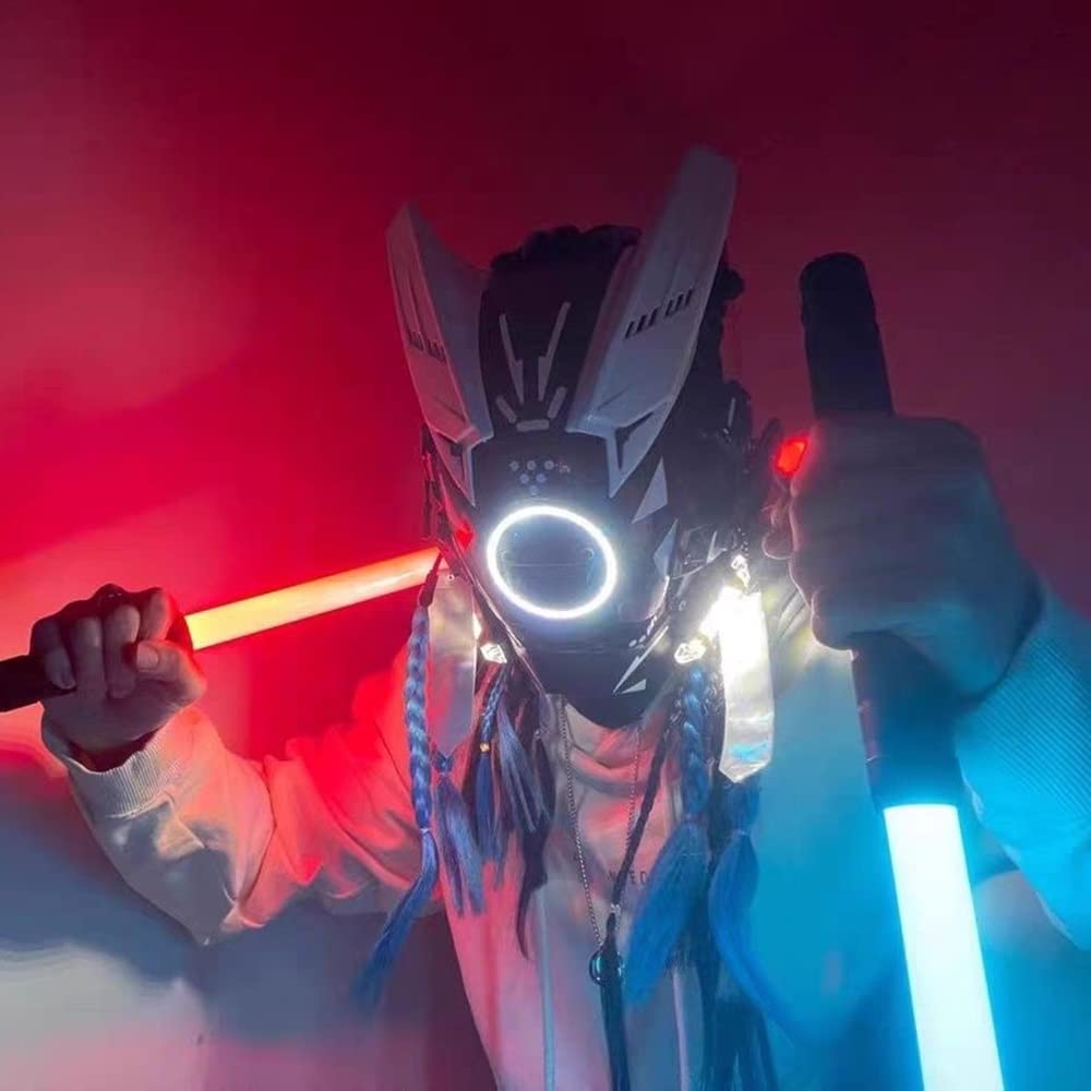 Amazon.co.jp: Futuristic Cyberpunk Mask with Down Lights LED