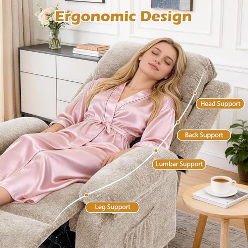 Image of Korser Recliner Chair, Living Room Chairs for Adults, Padded Deep Seat Reading Chair with Side Pockets, Small Recliners for Small Spaces, Lounge Chair for Living Room, Bedroom, and RV (Chenille)