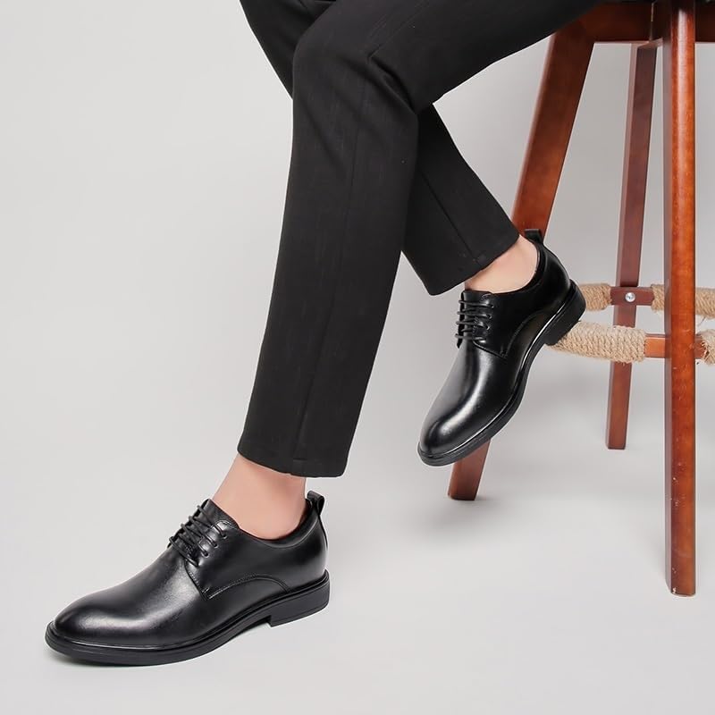 Leather Lace Up Oxford Dress Shoes for Men Round Toe Business Formal Comfortable Loafers Non Slip Office Wedding Tuxedo3