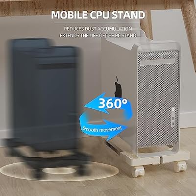 Computer Tower Stand, Adjustable Mobile CPU Stand Fits Most PC Tower, Desktop CPU Holder with 4 Rolling Caster Wheels, PC Floor Cart Riser Gaming Desk Accessories