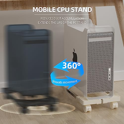 Hovadova Computer Tower Stand, Adjustable Mobile CPU Stand Fits Most PC Tower, Desktop CPU Holder with 4 Rolling Caster Wheels, PC Floor Cart Riser Gaming Desk Accessories