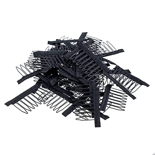 SWACC 100 peines para pelucas metálicos 7 dientes negros miniatura 5