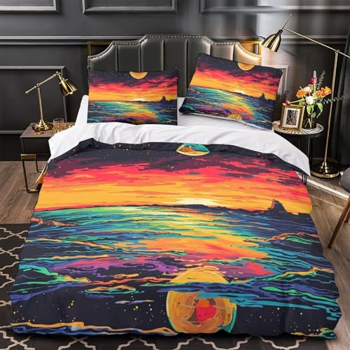 Housse de couette planète bleue 3D microfibre pour chambre ado