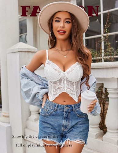Image of Avidlove Lace Bralettes for Women Y2k Camisole Lingerie Adjustable Strap Crop Top