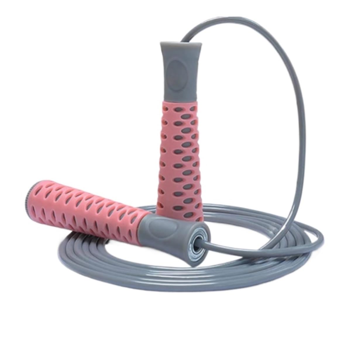 Skakanka Regulowany Uchwyt Siatki Domowy Aerobik Fitness Trening Ćwiczenia Skakanka Trening(Pink)