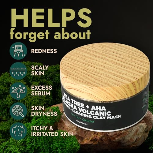 Terramed Just Think Comfort Pore Cleansing Mask - Blackhead Remover Clay Mask - Pore Minimizer for Face with Volcanic Ash & AHA - Itching, Burning, Redness Relief - Detoxifies and Refines Skin - Image 3