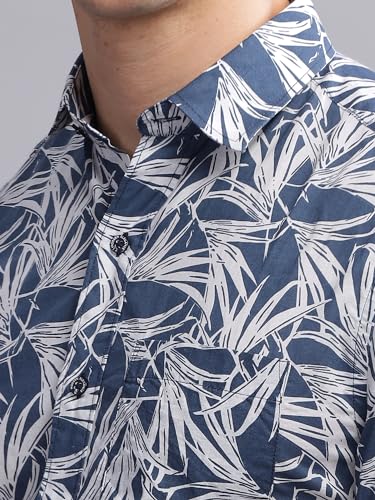 Image of MODERN ELEGANCE Men Slim Fit Navy Small Liberty Floral Printed Casual Shirt