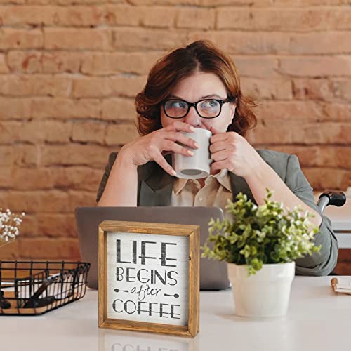 Vintage Coffee Bar Wooden Sign Decor Farmhouse Wood Square Coffee Wall Plaque Rustic White Coffee Tray For Coffee Bar Coffee Hanging Plaque For Kitchen Home Office Coffee Wall Decoration #TOP3