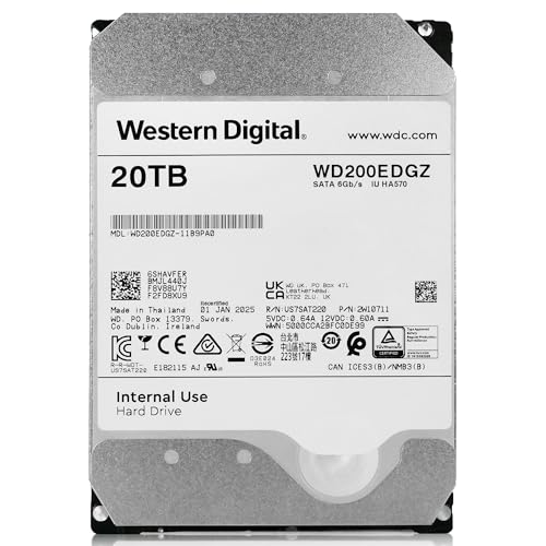 Western Digital WD Ultrastar 20TB Internal Hard Drive WD200EDGZ 3.5 Inch HDD SATA 6Gb/s 7200RPM 512MB Cache (Renewed)
