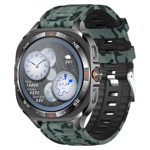 Image of Shyenah G400 Sports & Adventure GPS Tracking Smartwatch-1.46 HD| Military Design | Compass, Altimeter & Barometer| HR & SpO2 Monitoring| Bluetooth Calling| Video Watchface I 800mAh (Camouflage Black)