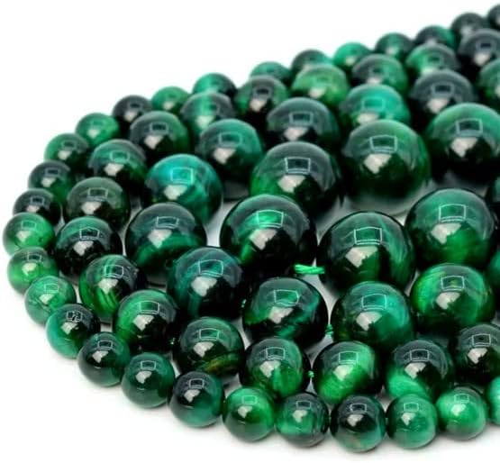 Zenkeeper 116 cuentas de ojos de tigre verdes para hacer joyas de 0.236 pulgadas (0.236 in), piedras preciosas sueltas para hacer pulseras
