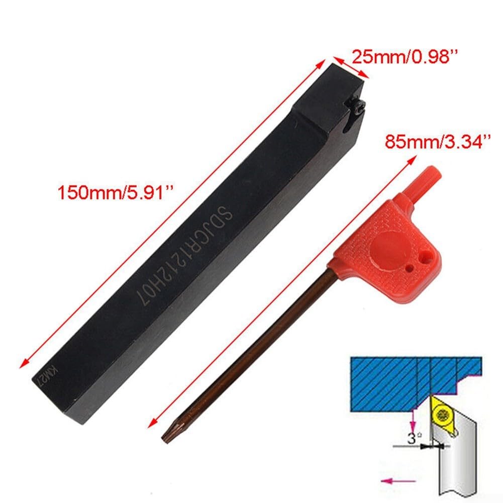 SDJCR1212H07 Barre d'alésage avec inserts en carbure DCMT0702 Outils de tournage avec boîte de rangement Inserts de fraisage indexables Outil de coupe de lame pour usinage de précision