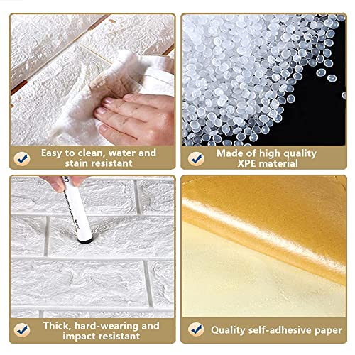Bibykivn 3D Wandpaneele Selbstklebend 70 cm x 20 M - Tapete Steinoptik Tapete Ziegel, Wasserdicht Wandaufkleber Ziegelstein, Wandtapete für Küche Schlafzimmer, Wohnzimmer, Hintergrund TV-Decor