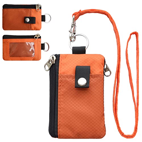 Image of CHENSPRX Minimalist RFID Blocking Small Wallet with ID Window,WaterResistant Zip Id Case Wallet with Lanyard Keychain for Cards,Cash,Travel,Women,Men