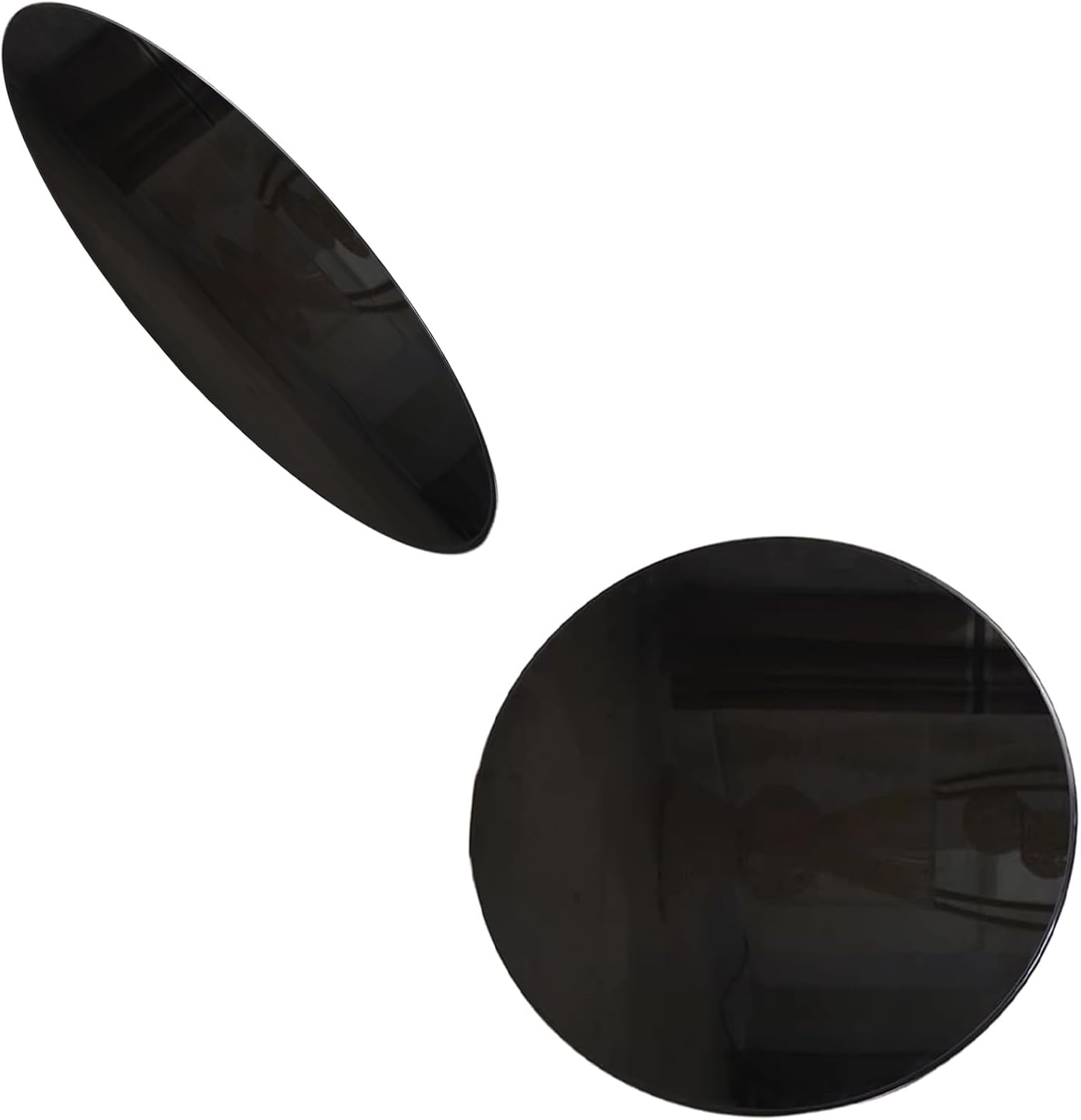 Round Tempered Glass Table Top Black,Tempered Polished Edge, Flat Polished Edge, Plate Glass, 1/2" Thick Glass, Beveled Edge(90CM(35IN))