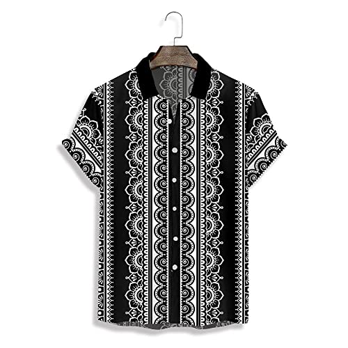 Chemise de plage pour hommes en tissu respirant à séchage rapide et motif mandala vintage