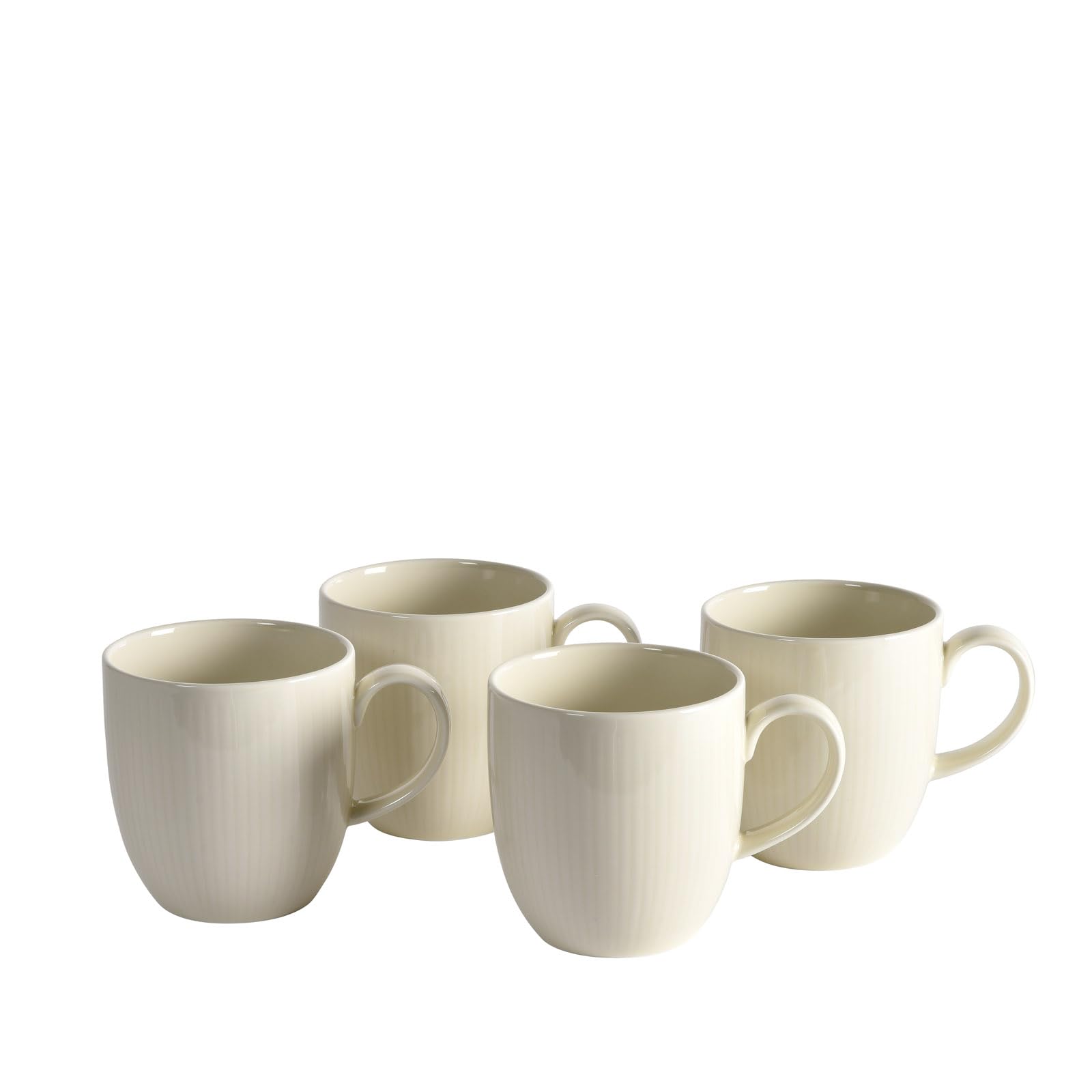 Nordic Dawn Kaffeetasse, 4er-Set, 350 ml, Porzellan, Spülmaschinenfest, Reliefmuster, Beige (Stroh)