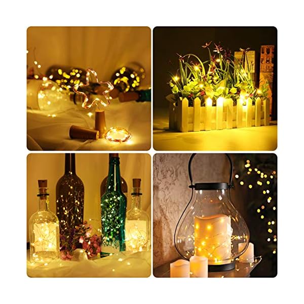 Olafus 24 Stück LED Flaschenlicht Batterie, 20 LEDs Lichterkette Kupferdraht batteriebetriebene Weinflasche Lichter mit… – Bild 5