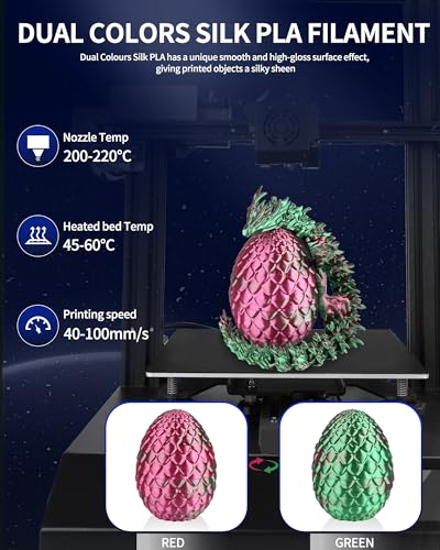 Image of LANDU Silk Dual Color PLA Filament 1.75mm 1KG, 3D Printer Filament Dimensional Accuracy + /- 0.02mm, Coextrusion Filament PLA Shiny Filament Fits for Most FFF 3D Printers,1KG Spool (2.2lbs) Red Green