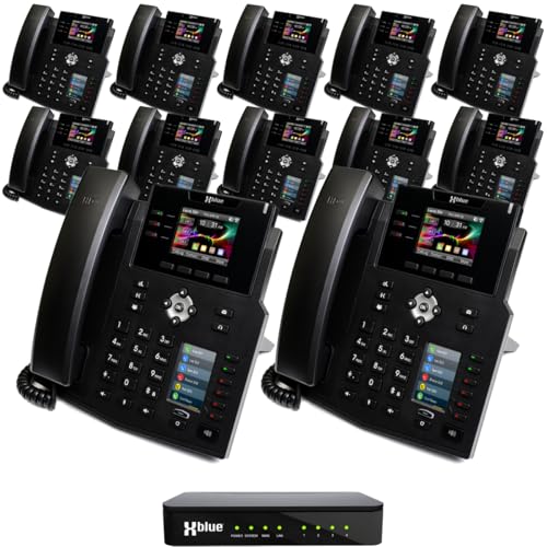 XBLUE QB1 Business Phone System with (12) IP9g Phones, (4) Line Ports - Includes Auto Attendant,...