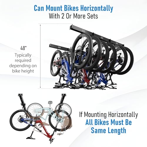 USA-Based-Ceiling-Bike-Rack-Garage-Storage-Mount-Bicycle-Hanger-For-Up-To-6-Bikes-Sliding-51-Heavy-Duty-Hook-Racks-With-Padded-Hanging-Mounts-Hooks-Hangers-Black-3-Rails-6-Hooks