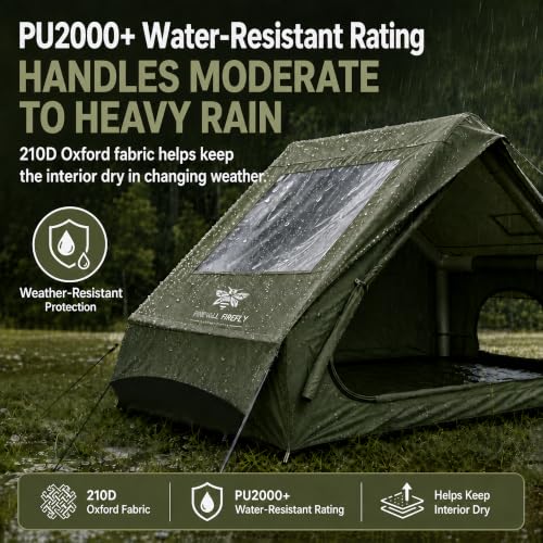 Image of 4-6 Person Inflatable Camp Tent PU2000 Water-Resistant Stove Jack AC Port