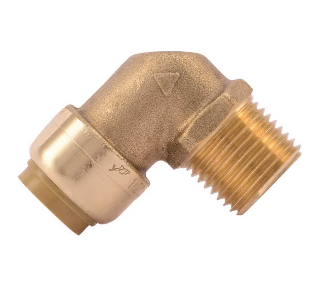 Cash Acme U280LF Sharkbite-Codo de Ajuste a presión (90 Grados, X 1/2 Pulgadas. Mnpt, sin plomo-421383LF, marrón, 1