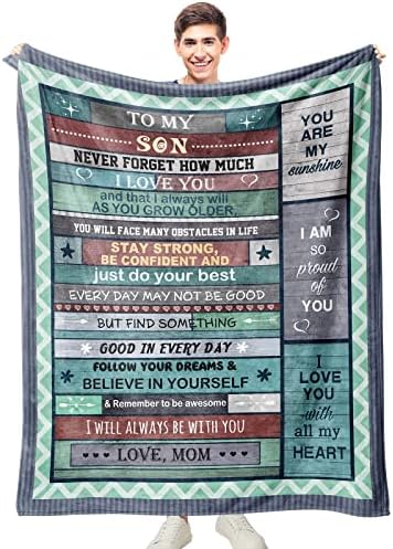 Ivivis to My Son Gifts from Mom, Gifts for Son Throw Blanket 60"x50", Birthday Gift for Son, Adult Son Gift Ideas for Valentines Day Christmas Graduation, Gifts for Adult Son Blankets