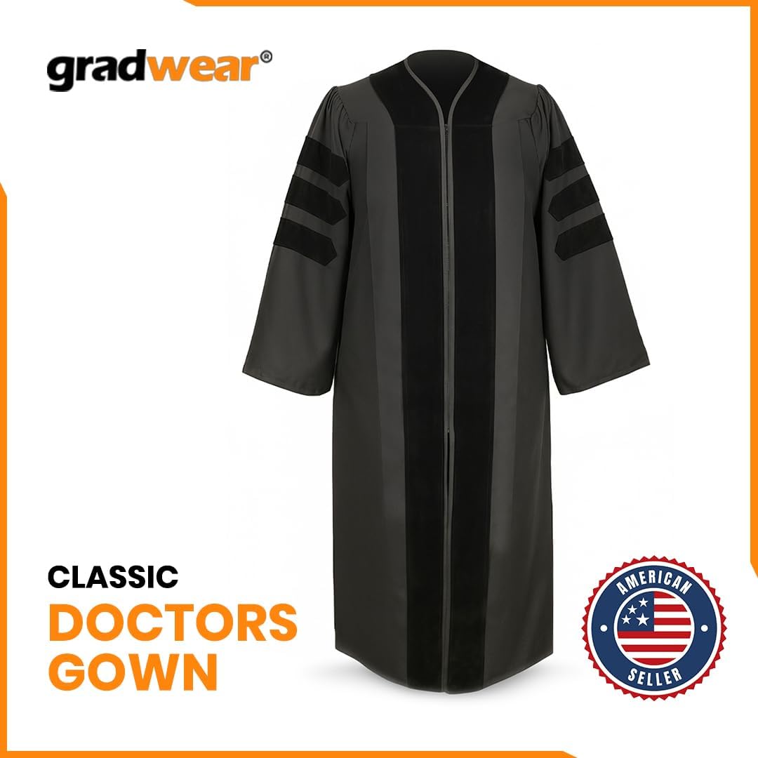 Gradwear Unisex Premium Doctoral Graduation Robe - PhD University Gown