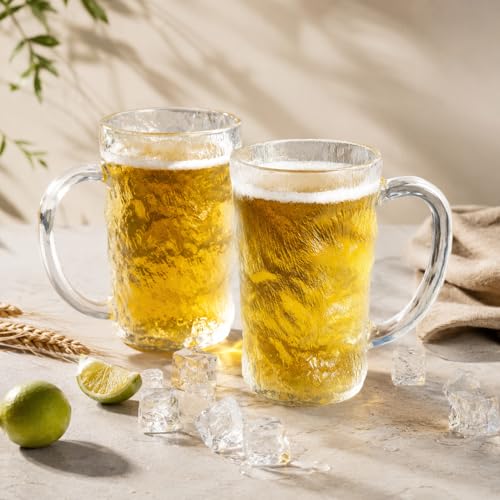 Image of WRINGO Premium Beer Glasses 450 ML Beer Mug, Traditional Beer Mug Glasses Set, Perfect for Everyday Drinking,Cocktail Bars Home (Set of 2)