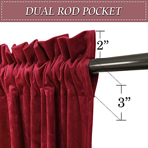 Image of RYB HOME Red Velvet Blackout Curtains 96 inches for Bedroom Living Room | Thermal Insulated, Privacy UV Block, Back Tab, Backdrapes for Movie Theater Stage Christmas, W52 x L96, 2 Panels