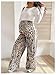OYOANGLE Women's Maternity Pants Leopard Print Adjustable High Waisted Pregnancy Trousers Khaki Small