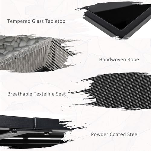 Outsunny 5 Piece Steel Patio Dining Set With Foldable Back Chairs, Light Grey - 4