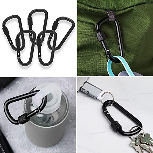 2 moschettoni con chiusura a clip, 7,8 cm, rosso, in lega di alluminio, con anello a D, per campeggio, escursionismo, viaggi, pesca, zaino, portachiavi all'aperto