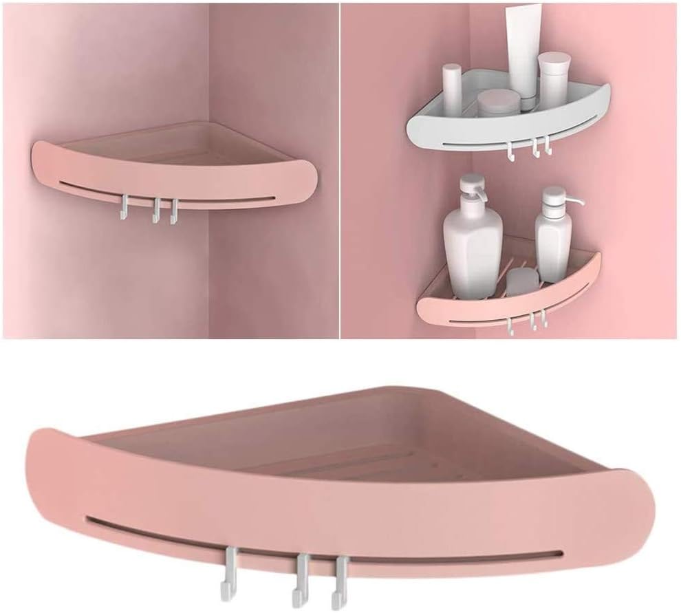 With Adjustable Hook Shelf, No Need to Perforate Bathroom, Plastic Shower, Toilet Wall mounted Storage Rack