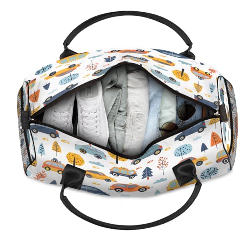Car Travel Duffle Bag for Women Men Foldable Waterproof Weekender Bag Carry on Tote for Overnight Sports Gym Cartoon Car4