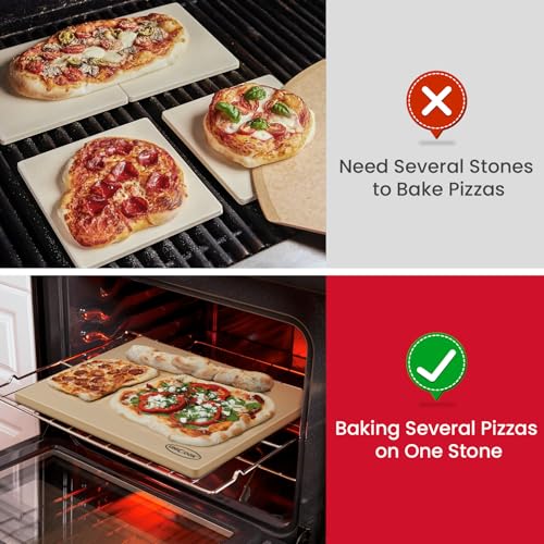 Image of Unicook Large Rectangular Pizza Stone for Oven and Grill 20 inch x 16 inch x 0.6 inch, Thermal Shock Resistant Cordierite Baking Stone, Ideal for Baking Crispy Pizzas, Bread and Cookies, Dough Cutter Included