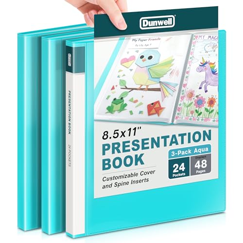 Classeur avec pochettes en plastique Dunwell Aqua lot de 3 pour documents A4