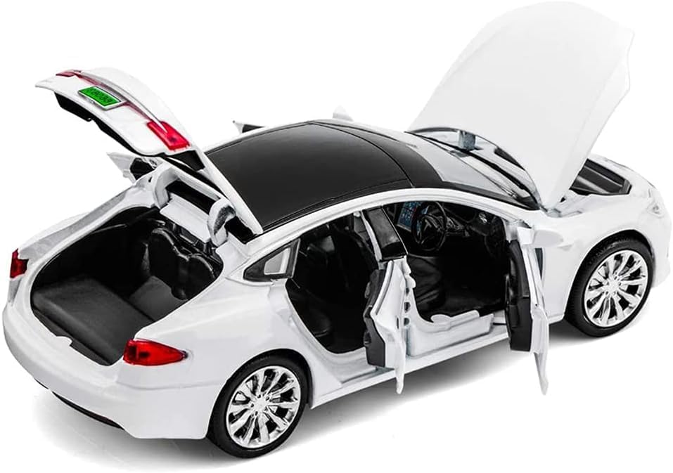 chengchuang 1/32 Scale Diecast Car Model S, Alloy Diecast Toy Cars Pull Back Toys with Sound and Light, Vehicles Toys for Kids Gift Car Lovers Collection (1/32 Model S -White)