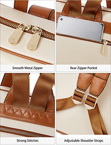 Bostanten Leather Laptop Backpack, 15.6 Inch Computer Bakpack Large Capacity Business Work Travel Bag For Women＆Men #TOP5