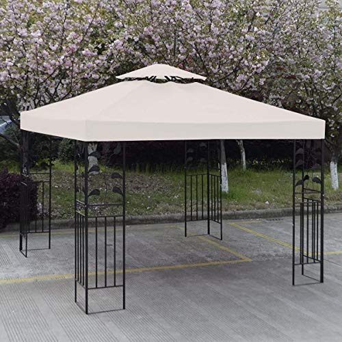 10\' X 10\' Gazebo Replacement Canopy Top Cover - Beige, Double-teir